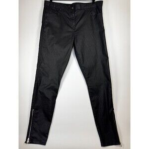 Gap Khakis Super Skinny Biker Coated Black Pants‎ 16 Tall Zipper Ankle Stretch
